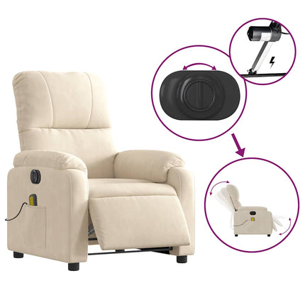 Elektrisk massagefåtölj beige mikrofibertyg