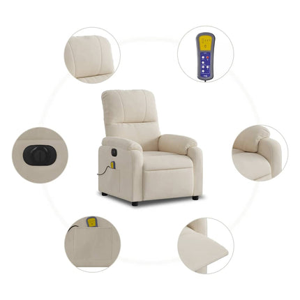 Elektrisk massagefåtölj beige mikrofibertyg