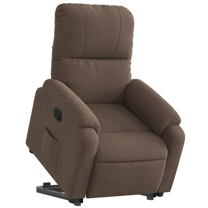 Reclinerfåtölj med uppresningshjälp brun mikrofibertyg