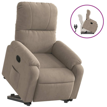 Reclinerfåtölj med uppresningshjälp taupe mikrofibertyg