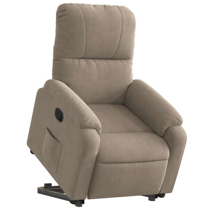 Reclinerfåtölj med uppresningshjälp taupe mikrofibertyg