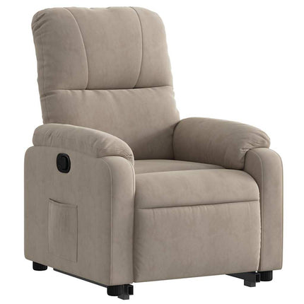 Reclinerfåtölj med uppresningshjälp taupe mikrofibertyg