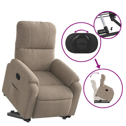 Reclinerfåtölj med uppresningshjälp taupe mikrofibertyg
