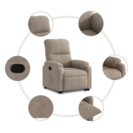 Reclinerfåtölj med uppresningshjälp taupe mikrofibertyg