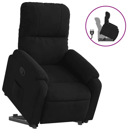 Reclinerfåtölj med uppresningshjälp svart mikrofibertyg