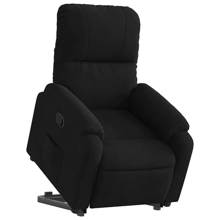 Reclinerfåtölj med uppresningshjälp svart mikrofibertyg