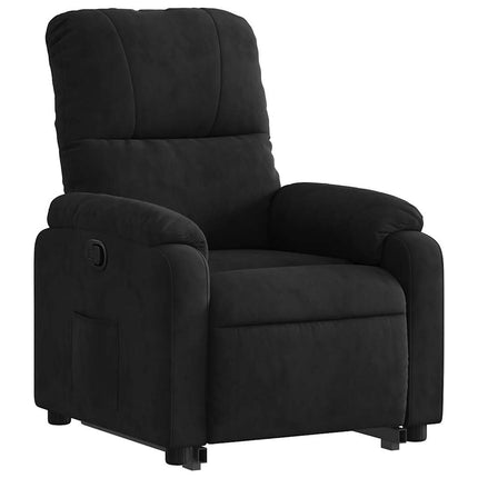 Reclinerfåtölj med uppresningshjälp svart mikrofibertyg