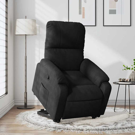Reclinerfåtölj med uppresningshjälp svart mikrofibertyg