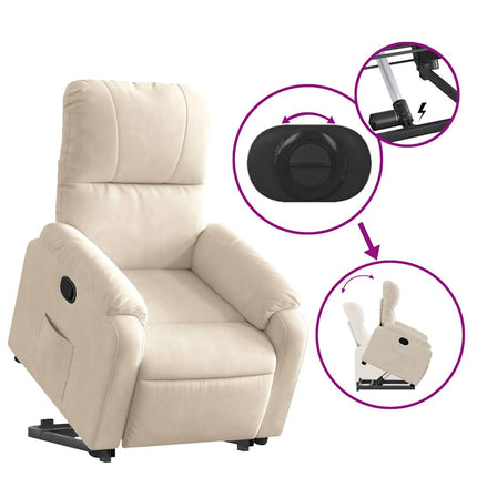 Reclinerfåtölj med uppresningshjälp beige mikrofibertyg