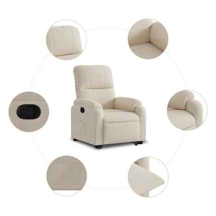 Reclinerfåtölj med uppresningshjälp beige mikrofibertyg