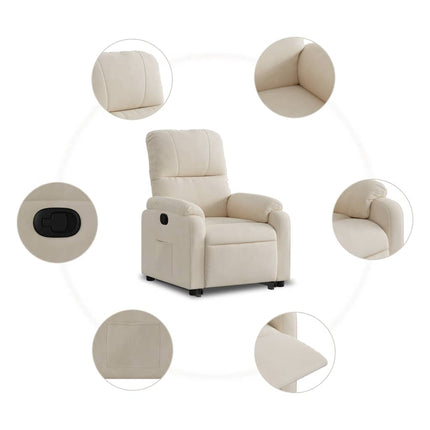 Reclinerfåtölj med uppresningshjälp beige mikrofibertyg