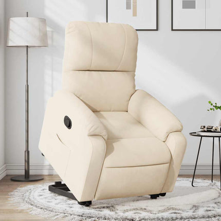 Reclinerfåtölj med uppresningshjälp beige mikrofibertyg