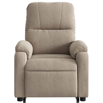 Massagefåtölj med uppresningshjälp taupe mikrofibertyg