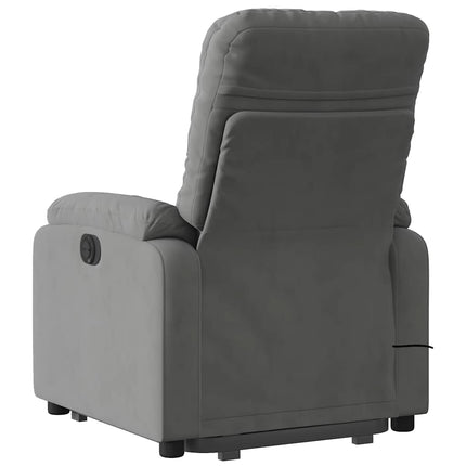 Massagefåtölj med uppresningshjälp mörkgrå mikrofibertyg
