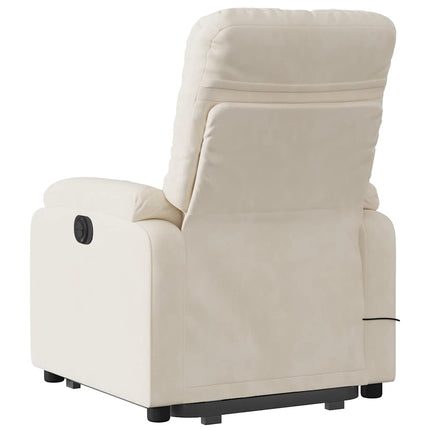 Massagefåtölj med uppresningshjälp beige mikrofibertyg