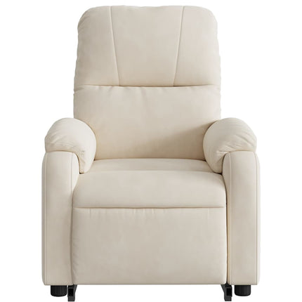 Massagefåtölj med uppresningshjälp beige mikrofibertyg