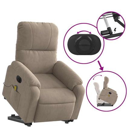 Elektrisk massagefåtölj med uppresningshjälp mikrofibertyg