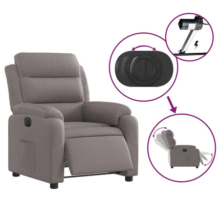 Elektrisk reclinerfåtölj taupe tyg