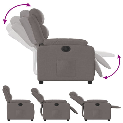 Elektrisk reclinerfåtölj taupe tyg