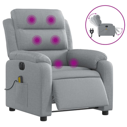 Elektrisk massagefåtölj ljusgrå tyg