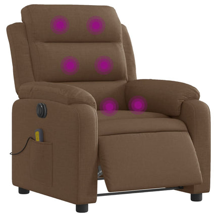 Elektrisk massagefåtölj brun tyg