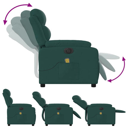 Elektrisk massagefåtölj mörkgrön tyg