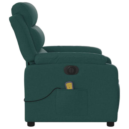 Elektrisk massagefåtölj mörkgrön tyg