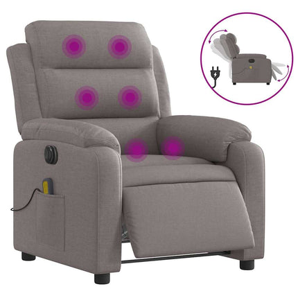 Elektrisk massagefåtölj taupe tyg