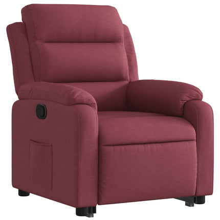 Reclinerfåtölj med uppresningshjälp vinröd tyg