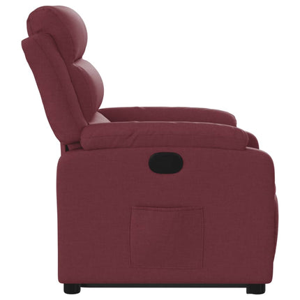 Reclinerfåtölj med uppresningshjälp vinröd tyg