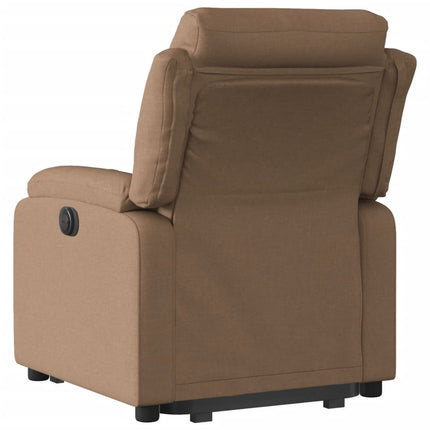 Reclinerfåtölj med uppresningshjälp brun tyg