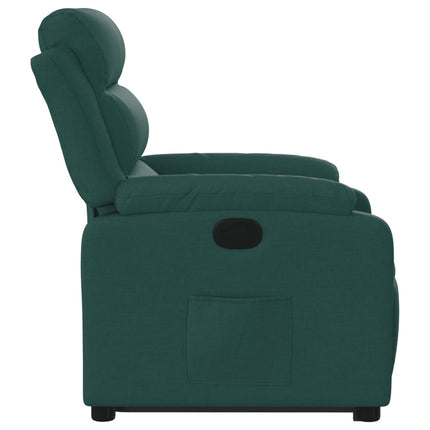 Reclinerfåtölj med uppresningshjälp mörkgrön tyg