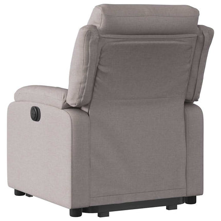 Reclinerfåtölj med uppresningshjälp taupe tyg