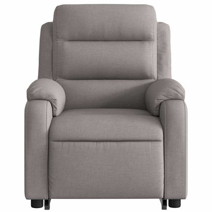 Reclinerfåtölj med uppresningshjälp taupe tyg
