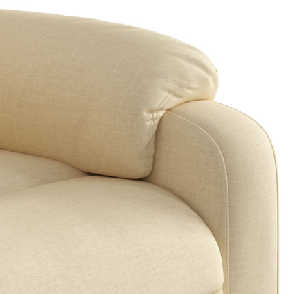 Reclinerfåtölj med uppresningshjälp gräddvit tyg