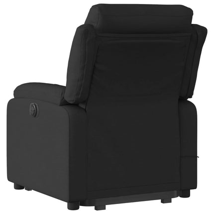 Massagefåtölj med uppresningshjälp svart tyg
