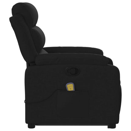 Massagefåtölj med uppresningshjälp svart tyg