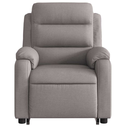 Massagefåtölj med uppresningshjälp taupe tyg