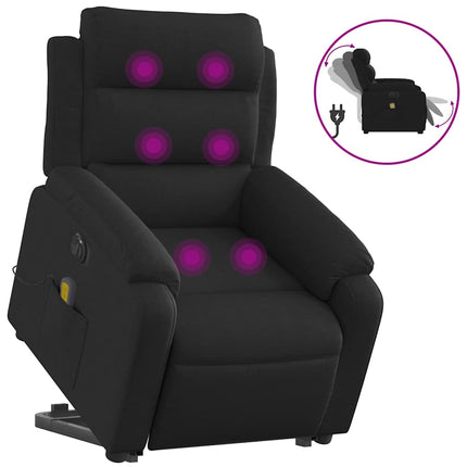 Elektrisk massagefåtölj med uppresningshjälp svart tyg