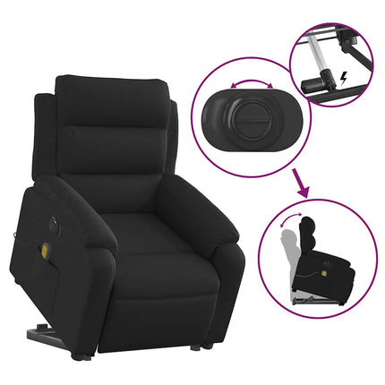 Elektrisk massagefåtölj med uppresningshjälp svart tyg