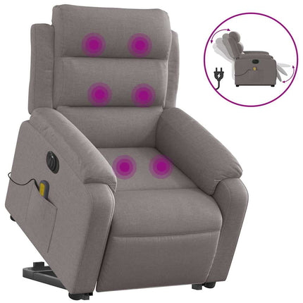 Elektrisk massagefåtölj med uppresningshjälp taupe tyg