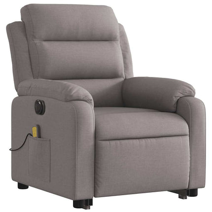 Elektrisk massagefåtölj med uppresningshjälp taupe tyg