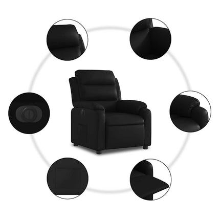 Elektrisk reclinerfåtölj svart konstläder