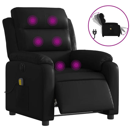 Elektrisk massagefåtölj svart konstläder