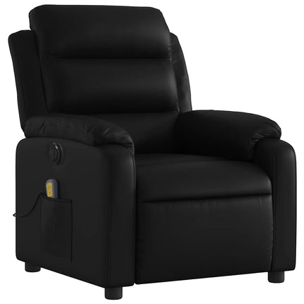 Elektrisk massagefåtölj svart konstläder
