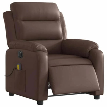 Elektrisk massagefåtölj brun konstläder