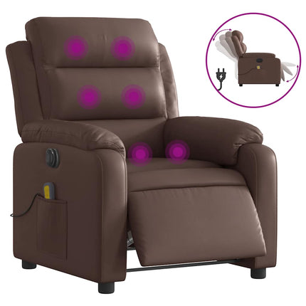 Elektrisk massagefåtölj brun konstläder