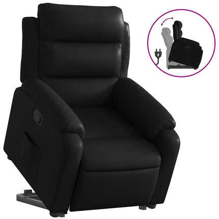 Reclinerfåtölj med uppresningshjälp svart konstläder