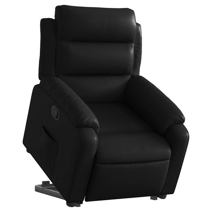 Reclinerfåtölj med uppresningshjälp svart konstläder