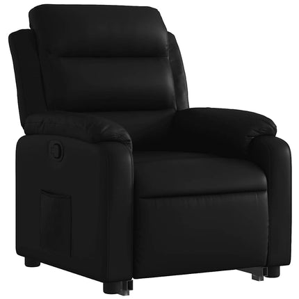 Reclinerfåtölj med uppresningshjälp svart konstläder